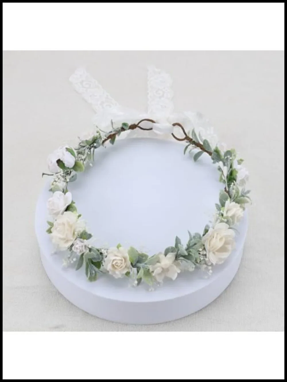 Handmade Flower Crown Headpiece with Preserved Baby's Breath, Adjustable Satin
